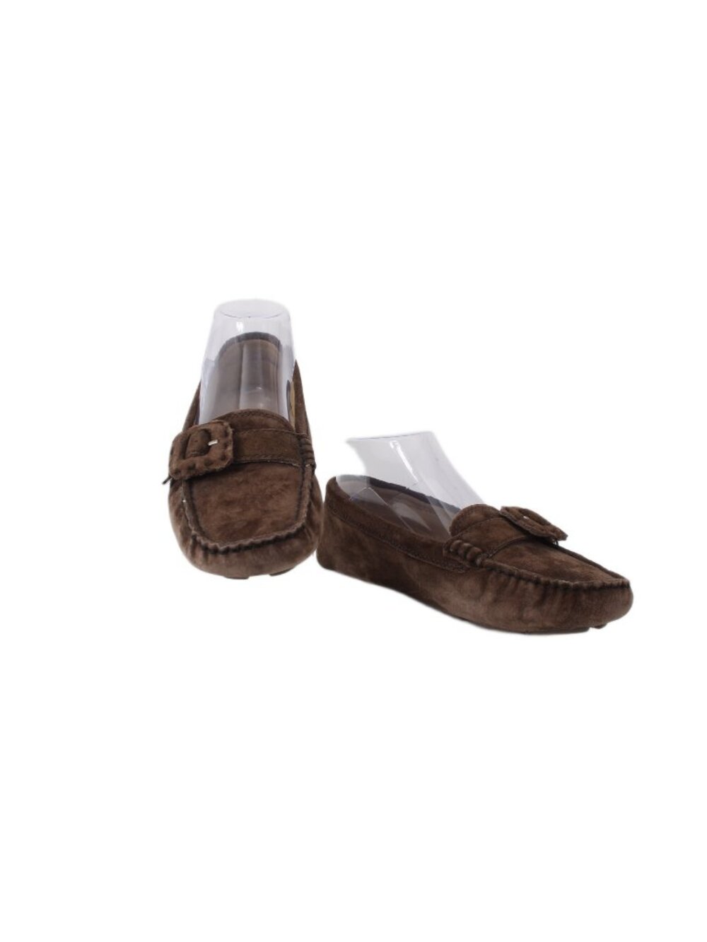UGG Slippers Sz 6.5 Brown Buckle Detail Slip On Leather Suede Fur Slippers